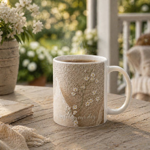 Mug Art minimaliste floral en papier déchiré ivoire à