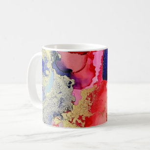 Mug Art moderne Bleu Rouge Or
