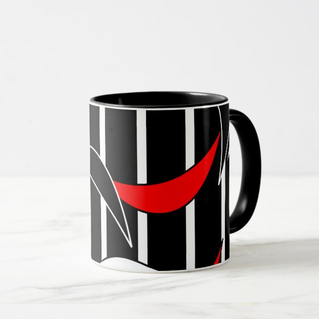 Mug Art moderne noir, blanc, rouge (Devant droit)