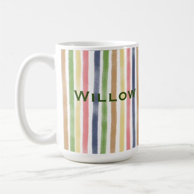 Mug Art moderne Peinture Wavy Lines Colorée Motif&Nom (Gauche)
