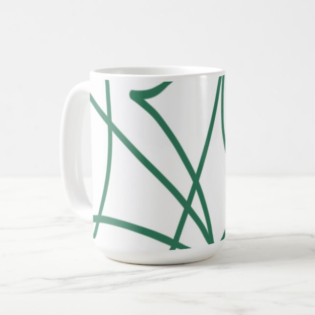 Mug Art moderne : Vert sur Blanc (Devant gauche)
