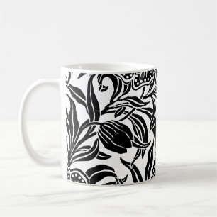 Mug Art Nouveau Floral Botanique Élégant Noir Blanc