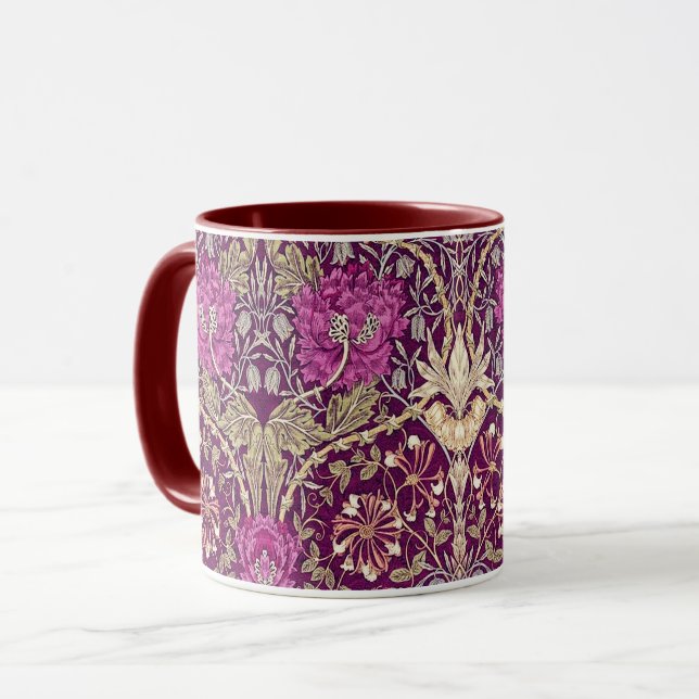 Mug Art Nouveau Floral, Plum, Beige et Maroon (Devant gauche)