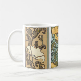 Mug Art Nouveau floral vintage fleurs de pavot