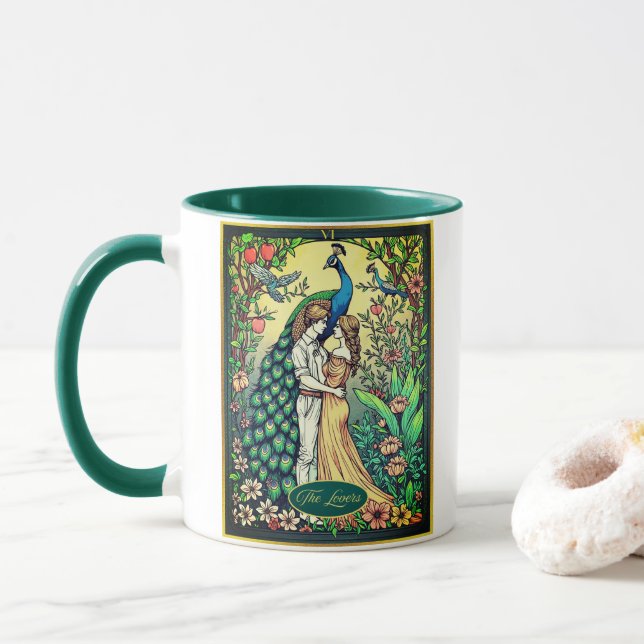 Mug Art Nouveau Tarot Card, The Lovers (Avec donut)