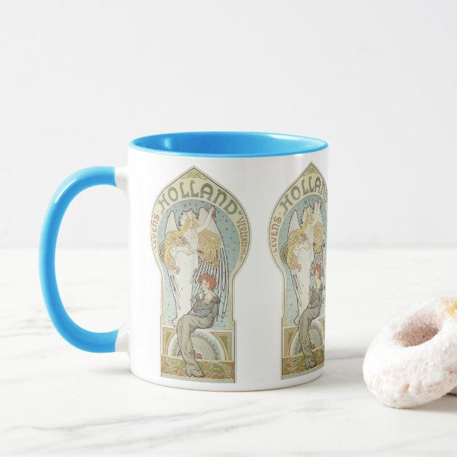 Mug Art Nouveau vintage, Holland Levensverzekering (Avec donut)