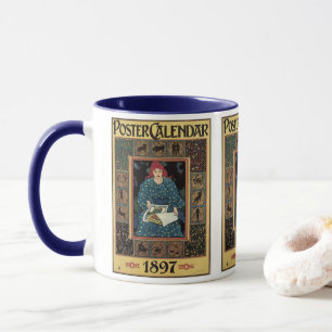 Mug Art nouveau vintage, Lecture féminine livre d'astr