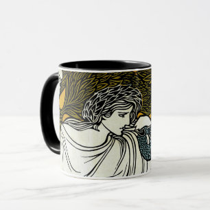 Mug Art Nouveau vintage This Kiss, Femme avec Peacock