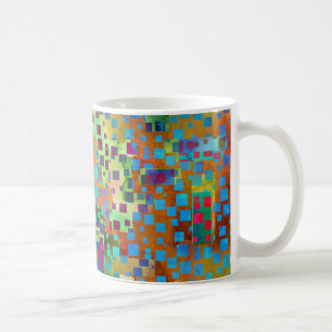 Mug Art numérique abstrait coloré avec des carrés