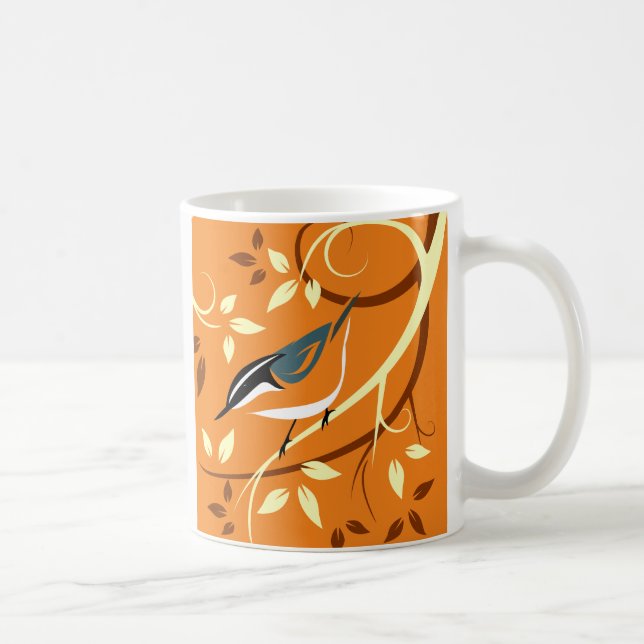 Mug Art ornithologique stylisé - Nuthatch (Droite)