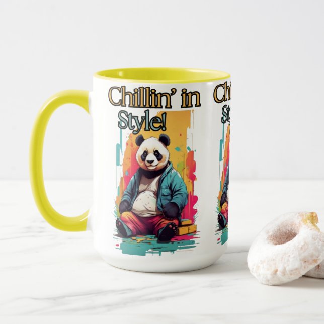 Mug Art Panda à la mode | Amusement et Whimsical (Avec donut)