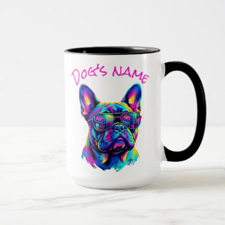 Mug Art Pop personnalisé Bouledogue français NYC Néon