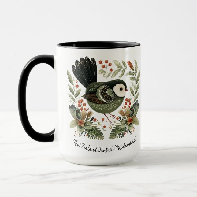 Mug Art populaire de la fantail néo-zélandaise (Gauche)