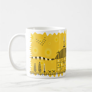 Mug Art populaire indien Warli (jaune)