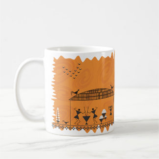 Mug Art populaire indien Warli (orange)