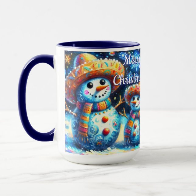Mug Art populaire mexicain Snowmen Snowman Snow People (Gauche)