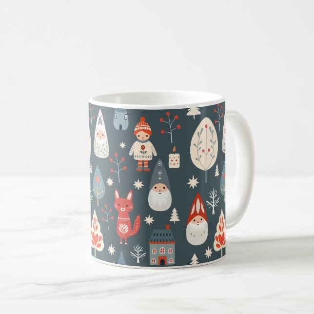 Mug Art populaire scandinave avec génomes de Noël (Devant droit)
