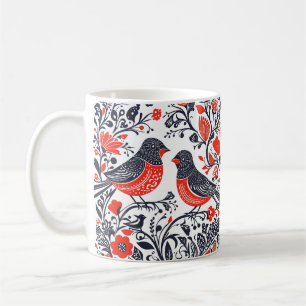 Mug Art populaire scandinave Oiseaux Lino Coupe Design