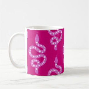 Mug Art populaire texturé grunge sorcière serpent rose