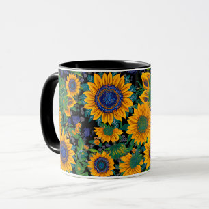 Mug Art populaire ukrainien de Petrikivka. Tournesols