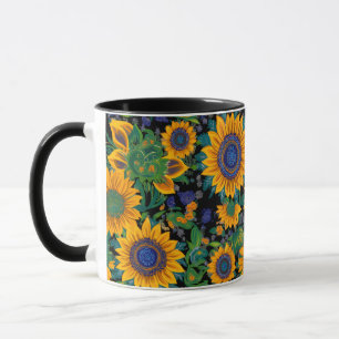 Mug Art populaire ukrainien de Petrikivka. Tournesols 