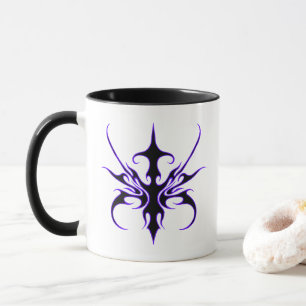 Mug Art tribal noir et violet intense à lignes