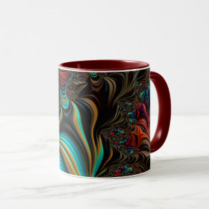 Mug Art Turquoise tordu, Brown et Fractal orange