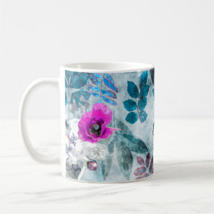 Mug art vintage aquarelle coloré floral transparent pa