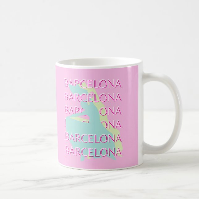 Mug Art Voyage de Barcelone, Espagne Art Voyage, Rose (Droite)