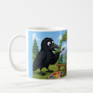 Mug Artiste amusant corbeau peignant un paysage artist