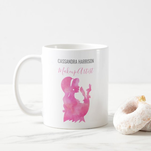 Mug Artiste maquillage Femme Silhouette Aquarelle Beau (Avec donut)