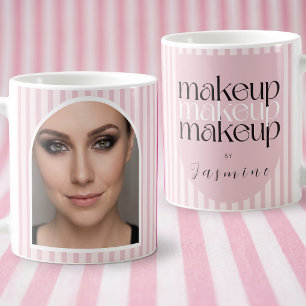 Mug Artiste Maquillage Rétro Gras Rayures Photo Rose B