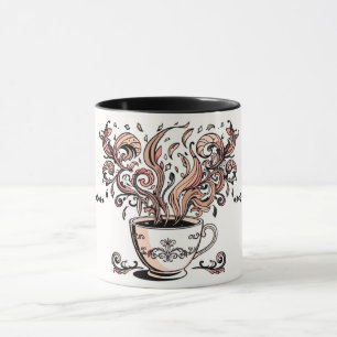 Mug Artistic Swirl Botanical Coffee Cup Illustration M