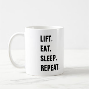Mug Ascenseur. Mangez. Sommeil. Répétition