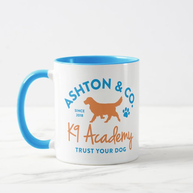 Mug Ashton & Co. K9 Academy 11 oz. 2c. Light Blue Logo (Gauche)
