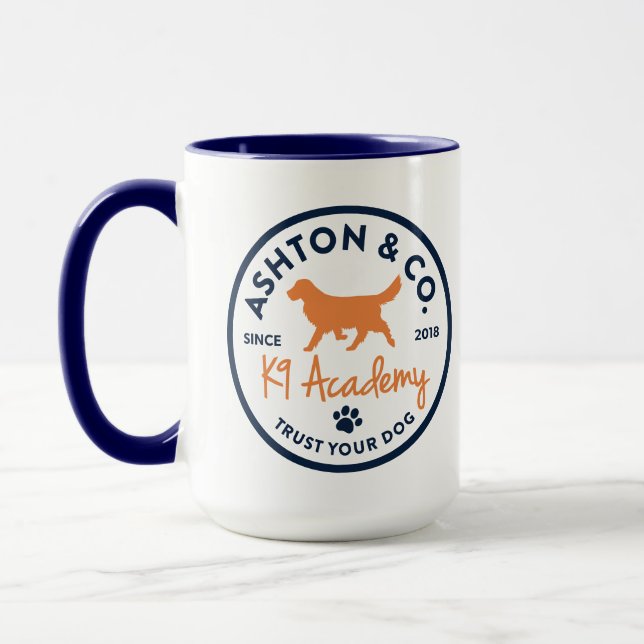 Mug Ashton & Co. K9 Academy 15 oz. 2c. Navy Circle (Gauche)
