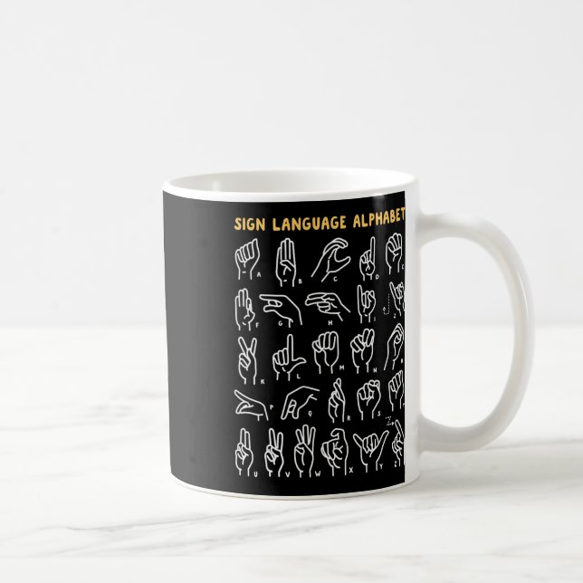 Mug Asl Abc American Sign Language Alphabet Retro Deaf (Droite)