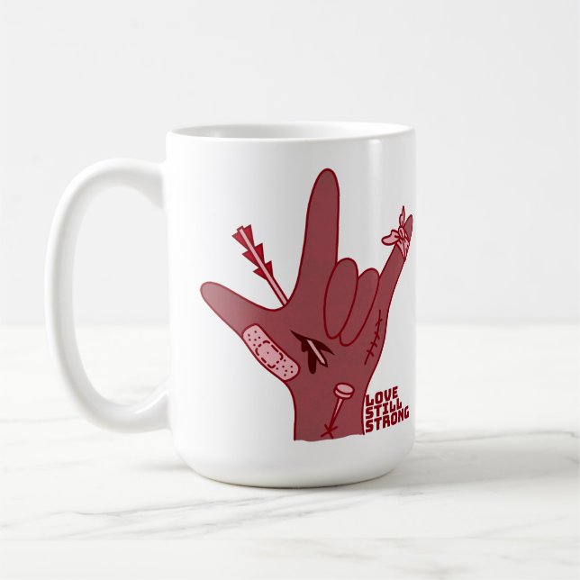 Mug ASL ILY Design - Love Wounded But Still Strong (Gauche)