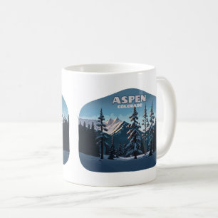 Mug Aspen Colorado Arbres Montagnes de Neige Rétro