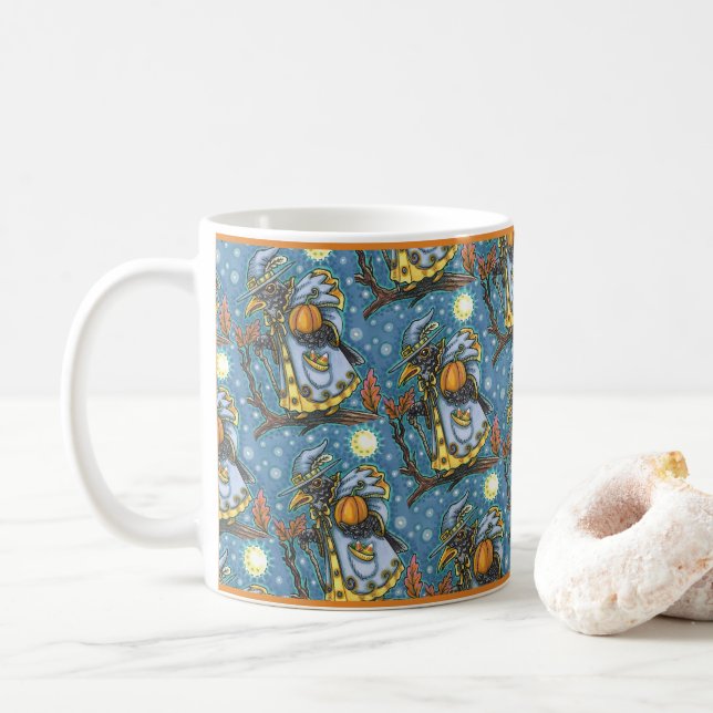 MUG ASSISTANT HALLOWEEN EVE BLACKBIRD, HALLOWEEN RAVEN (Avec donut)
