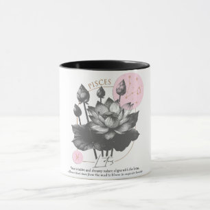Mug Astrologie/Poissons Symbole Zodiaque Fleur Lotus