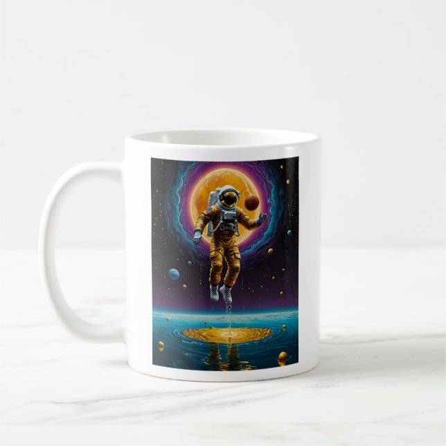 Mug Astronaut cosmique Basketball sur la planète or Te (Gauche)