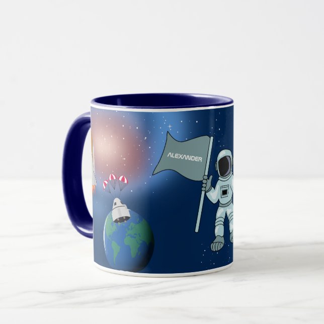 Mug Astronaut dans la galaxie spatiale Nom personnalis (Devant gauche)