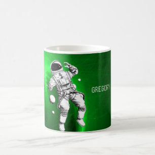 Mug Astronaut Galaxie Verte Personnalisé