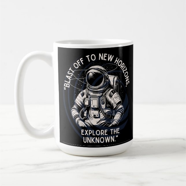 MUG ASTRONAUT QUOTE, BLAST OFF À NEW HORIZON (Gauche)