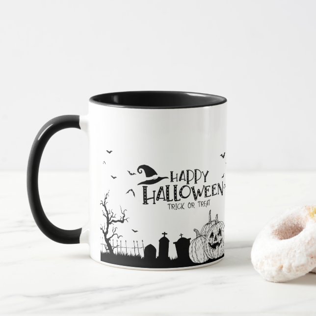 Mug astuce d'halloween heureux ou gâter (Avec donut)