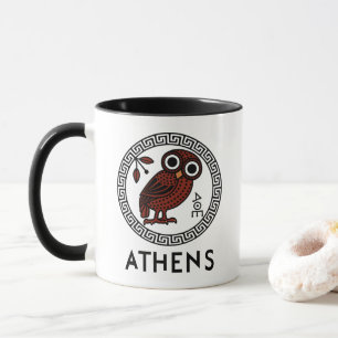 Mug Athènes, Grèce avec Chouette Athénienne et Meander