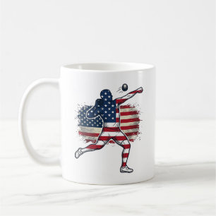 Mug Athlète de lancer de poids patriotique Gravure vin