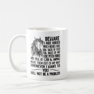 Mug Attention Je Ride Chevaux Ne Pas Être Un Problème,
