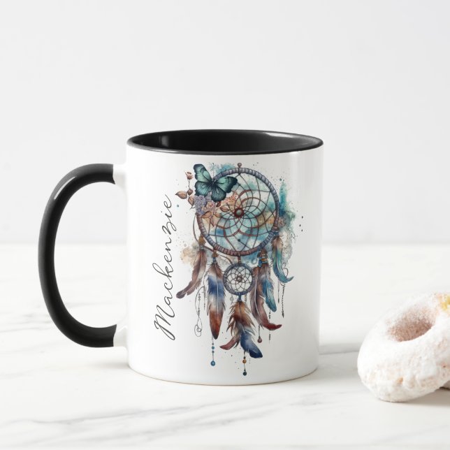 Mug Attrape-rêve Bohème Aquarelle (Avec donut)
